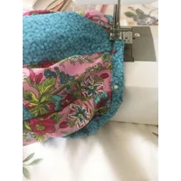 Wigwam Pink Floral Peg Bag, Blue Cotton Storage Bag for Clothespins, handmade in Yorkshire