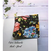Fabric Bookmark, Black Floral, Black Butterfly