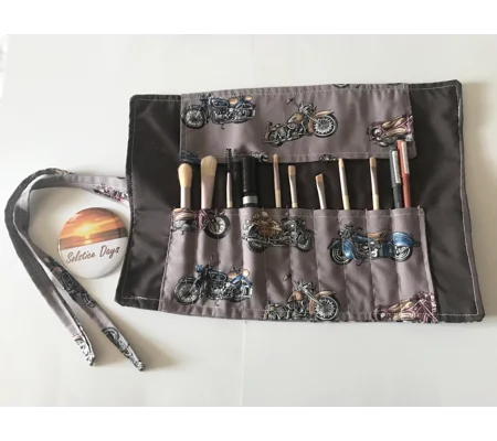 Motorcycle Brush Roll: Handmade Crochet Hook Storage, Pencil Roll