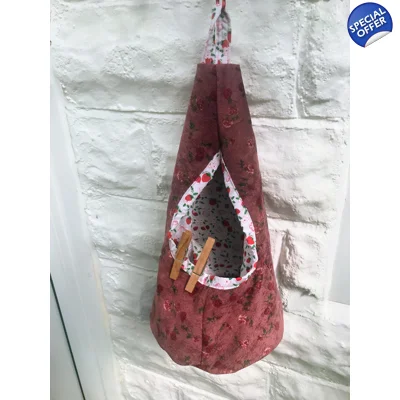 Roses Peg Bag, Cotton Storage Bag for Pegs, handmade in Yo..