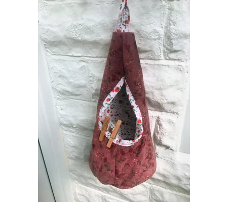 Roses Peg Bag, Cotton Storage Bag for Pegs, handmade in Yorkshire