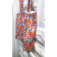 Shoulder Bag, Lined Yellow Floral Print Cotton Eco-Friendly Tote Bag