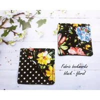 Fabric Bookmark, Black Floral, Black Butterfly