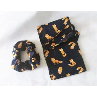 Fox Scrunchie, Handmade Cotton Fabric Pencil Case, Back to School