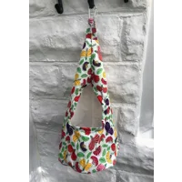 White Floral Wigwam Peg Bag, Cotton Storage Bag for Pegs, Clothespins Bag handmade in Yorkshire