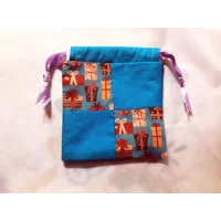 Drawstring Christmas Gift Bag Patchwork - Lined Eco-Friendly Reusable Bag for Secret Santa