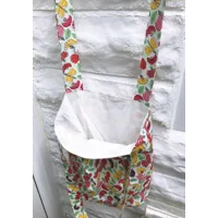 Lined Shopping Bag, White Floral Print Cotton Handmade Eco-Friendly Tote