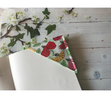 Fabric Bookmark, Pink & Blue, Green, Yellow, Handmade