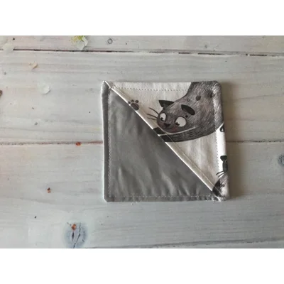 Fabric Corner Bookmark Grey Cats  Handmade Cloud Boats Planets Bookmark