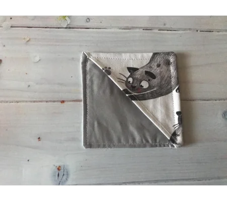 Fabric Corner Bookmark Grey Cats Handmade Cloud Boats Planets Bookmark