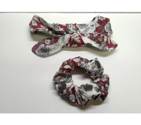 Skull & Roses Headband and Scrunchie Set, Goth Hair Accessories