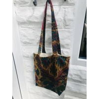 Kilim Print Cotton Tote Bag: Handmade Eco-Friendly Lined Shoulder Bag