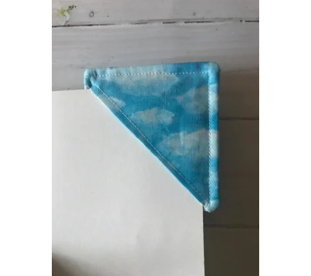Fabric Corner Bookmark Blue Clouds Handmade