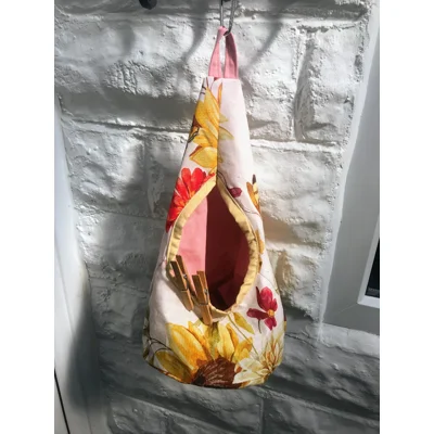 Floral Butterfly Peg Bag, Lined Cotton Storage, Handmade i..