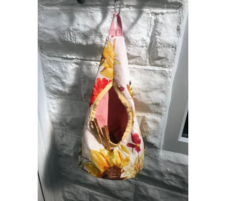 Floral Butterfly Peg Bag, Lined Cotton Storage, Handmade in Yorkshire