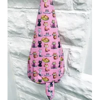 Cat Peg Bag, Lined Pink Cotton Laundry Bag, Clothespins Holder, Handmade in Yorkshire