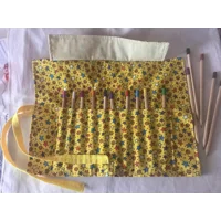 Yellow Stars Pencil Roll, Back To School, handmade in Yorkshire