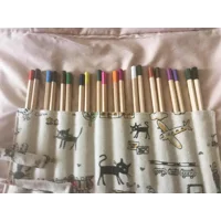 Cats on Holiday Pencil Roll, Back To School, handmade in Yorkshire