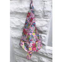 Wigwam Pink Floral Peg Bag, Blue Cotton Storage Bag for Clothespins, handmade in Yorkshire