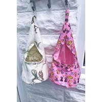 Cat Peg Bag, Lined Pink Cotton Laundry Bag, Clothespins Holder, Handmade in Yorkshire