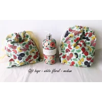White Gift Bags, Lined Drawstring Reusable Fabric Bags, Eco-Friendly Cotton Bag, Handmade Yorkshire