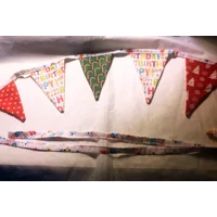 Christmas December Birthday Cotton Bunting, Christmas Decor, Handmade in Yorkshire