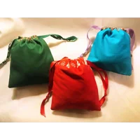 Drawstring Christmas Gift Bag Patchwork - Lined Eco-Friendly Reusable Bag for Secret Santa