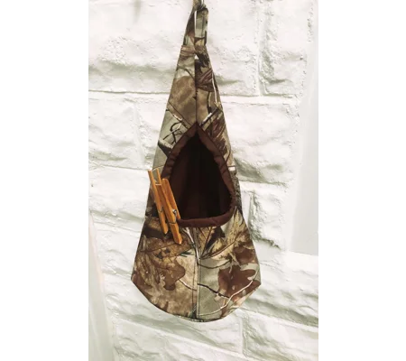 Tree Peg Bag, Cotton Canvas Brown Lined Storage Bag for Pegs, handmade in Yorkshire