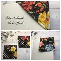 Fabric Bookmark, Black Floral, Black Butterfly