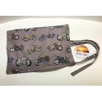 Motorcycle Brush Roll: Handmade Crochet Hook Storage, Pencil Roll
