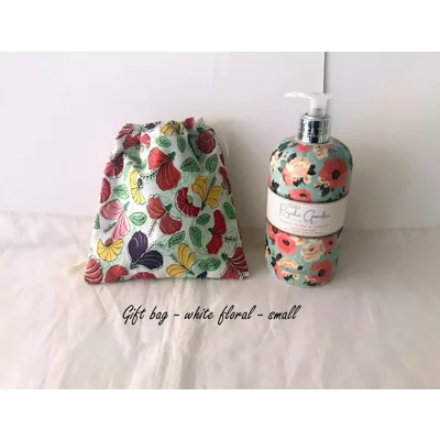 White Gift Bags, Lined Drawstring Reusable Fabric Bags, Eco-Friendly Cotton Bag, Handmade Yorkshire