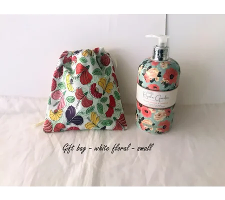 White Gift Bags, Lined Drawstring Reusable Fabric Bags, Eco-Friendly Cotton Bag, Handmade Yorkshire