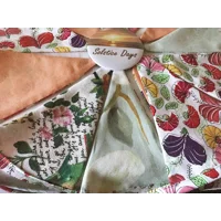 Floral Cotton Bunting, White & Green Double Sided Flags, Handmade