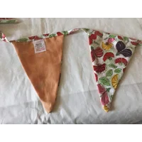 Floral Cotton Bunting, White & Green Double Sided Flags, Handmade
