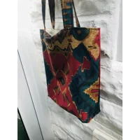 Kilim Print Cotton Tote Bag: Handmade Eco-Friendly Lined Shoulder Bag