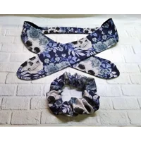Skull & Roses Headband and Scrunchie Set, Goth Hair Accessories
