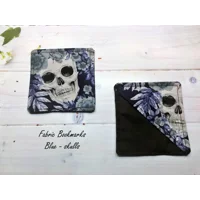 Skulls Corner Bookmark - Gothic gift - Blue Fabric Bookmark