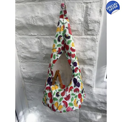 White Floral Wigwam Peg Bag, Cotton Storage Bag for Pegs, Clothespins Bag handmade in Yorkshire