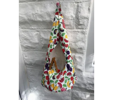 White Floral Wigwam Peg Bag, Cotton Storage Bag for Pegs, Clothespins Bag handmade in Yorkshire