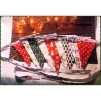 Christmas December Birthday Cotton Bunting, Christmas Decor, Handmade in Yorkshire