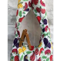 White Floral Wigwam Peg Bag, Cotton Storage Bag for Pegs, Clothespins Bag handmade in Yorkshire