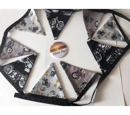 Motorcycle Bunting: Black & Grey Biker Decor, Motorbike Garland
