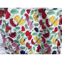Lined Shopping Bag, White Floral Print Cotton Handmade Eco-Friendly Tote