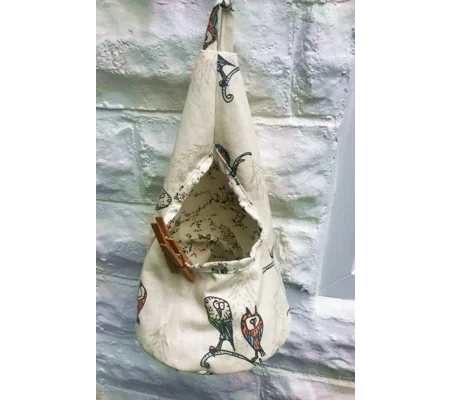 Owl Peg Bag, Linen Storage for Pegs, Clothespins Bag, handmade in Yorkshire
