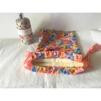 Lined Yellow Floral Fabric Gift Bag, Eco-Friendly Reusable Drawstring Cotton Bag, Handmade in Yorksh