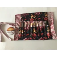 Black Floral Scrunchie, Pink Cotton Handmade Hair Tie - Yorkshire