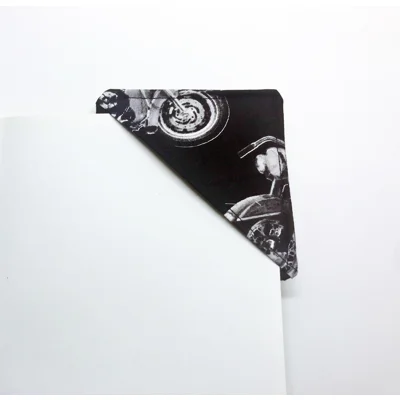 Black Motorbike Corner Bookmark - Cotton Fabric Biker Book..