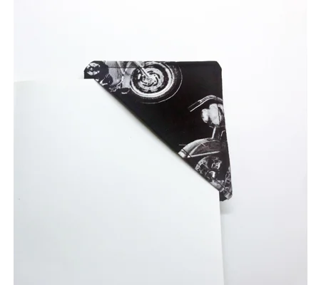 Black Motorbike Corner Bookmark - Cotton Fabric Biker Bookmark