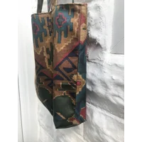 Kilim Print Cotton Tote Bag: Handmade Eco-Friendly Lined Shoulder Bag