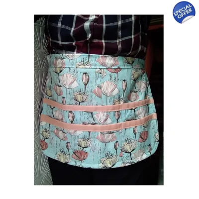 Floral Cotton Apron, Six Pockets, Handmade Gardening Craft..